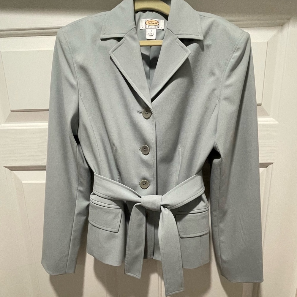 2x Host Pick! Pale blue Talbots Petite belted blazer, EUC, size 2P